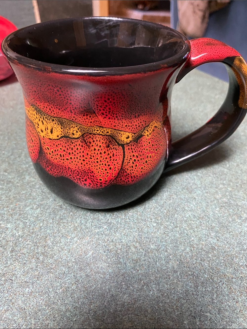 Handpainted Red and Black Decorative Mug